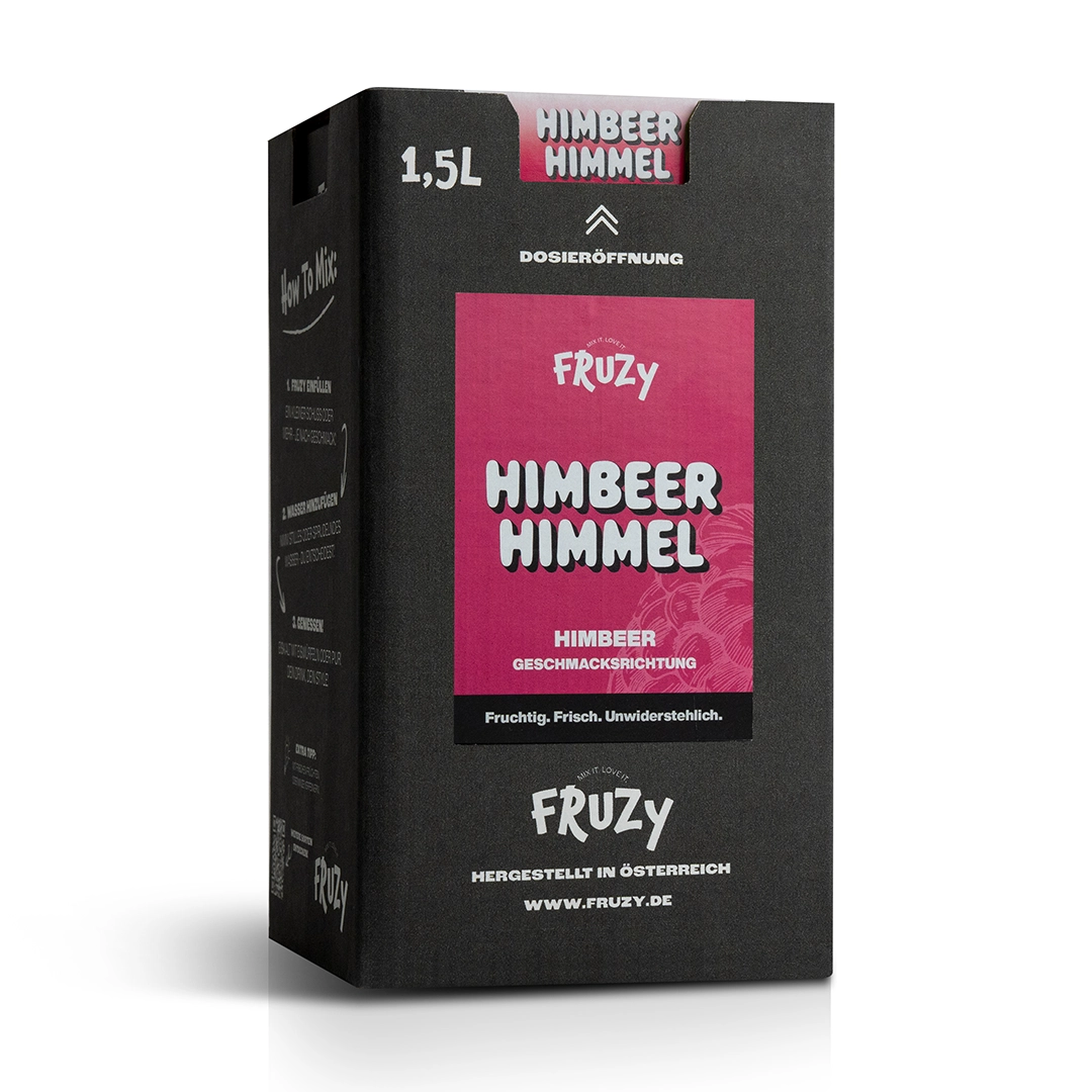 Fruzy Fruchtsirup Himbeere in 1,5 L Verpackung – aromatisch, fruchtig und erfrischend
